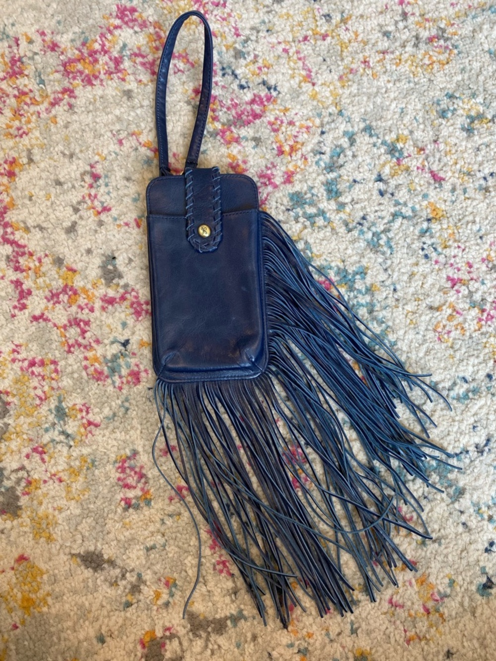 HOBO | Plume navy leather fringe wristlet with gold hardware - Picture 2 of 5